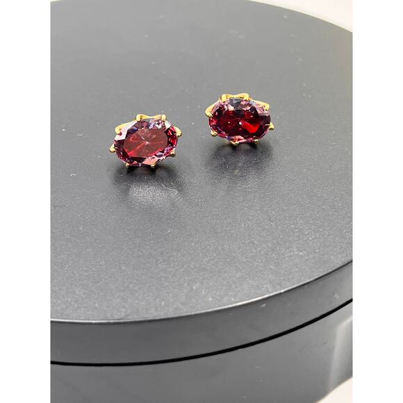 Kate Spade Berry Red Purple Cubic Zirconia Oval Post Earrings - Picture 10 of 12